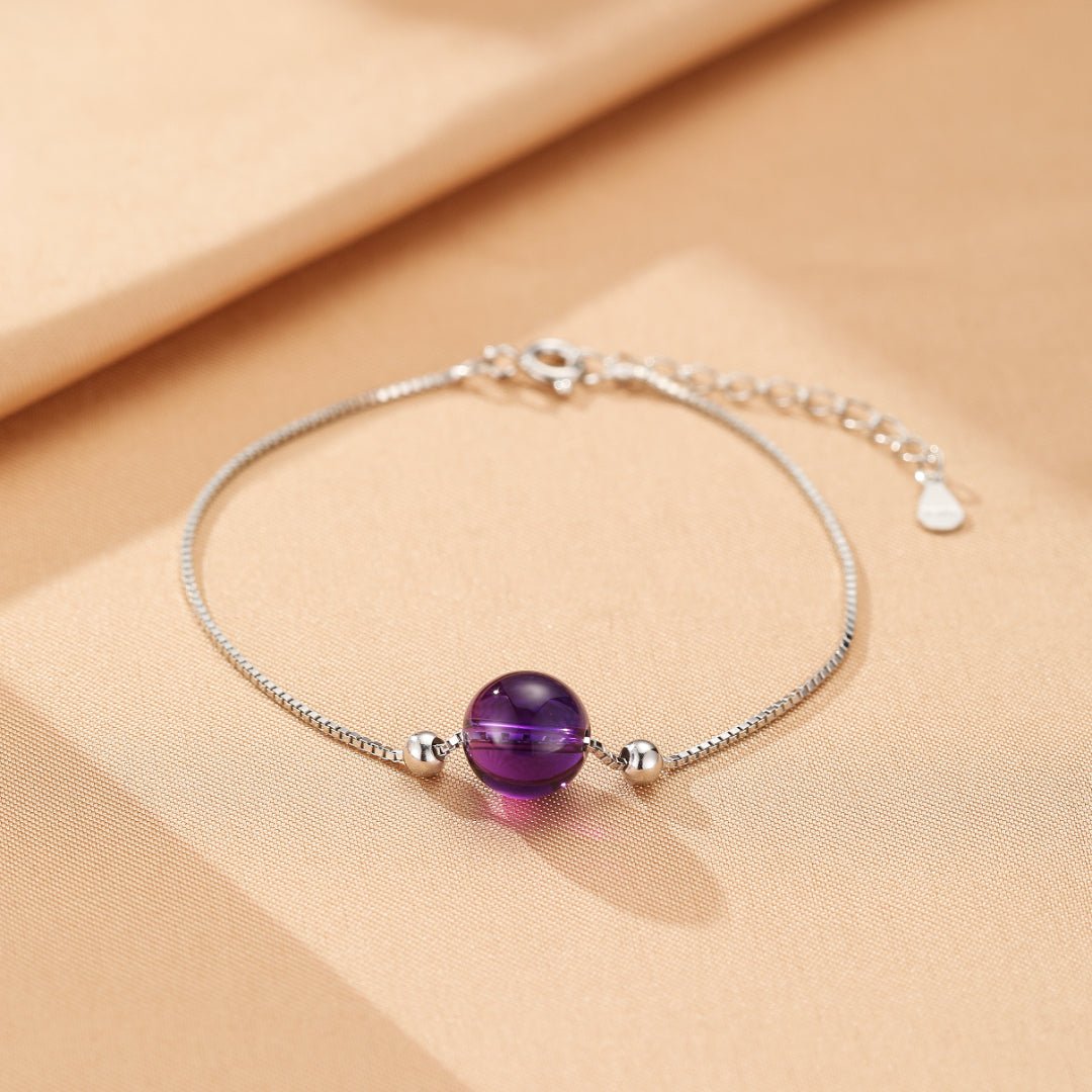 Bracelet Améthyste Goutte de Douceur Argent - Sérénité & Élégance - Biloria
