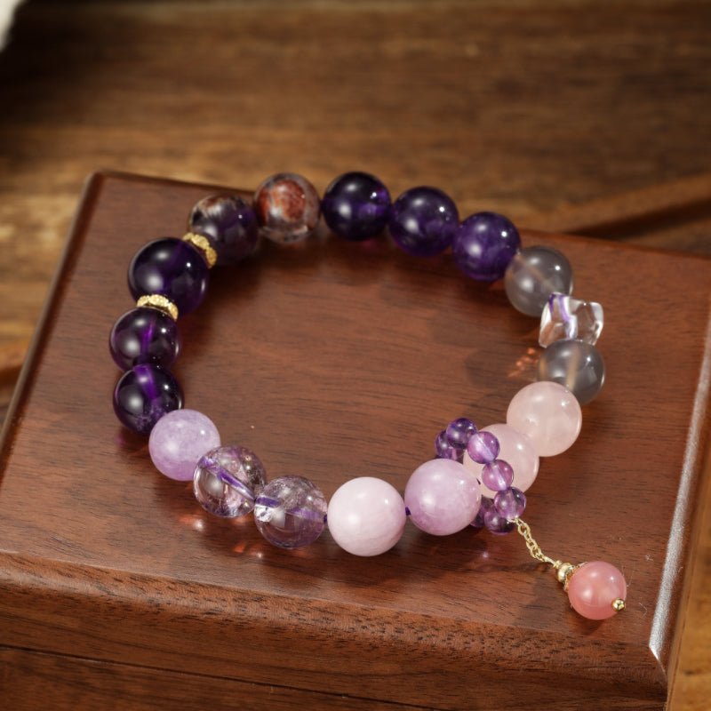 Bracelet Améthyste Laiton Plaqué Or – Sérénité et Élégance - Biloria