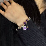Bracelet Améthyste Perle Pendentif Soleil pour Bureau - Biloria