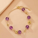 Bracelet Améthyste Perles 8,5 mm Laiton Doré - Biloria