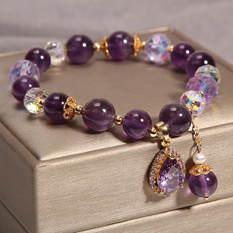Bracelet Améthyste Quartz Clair 8mm Ajustable - Biloria