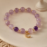 Bracelet Améthyste Uruguay Lune Dorée – Sérénité Zen - Biloria