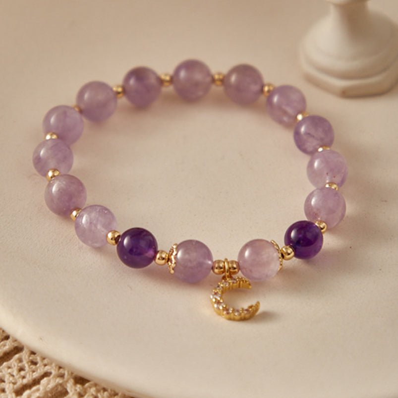 Bracelet Améthyste Uruguay Lune Dorée – Sérénité Zen - Biloria