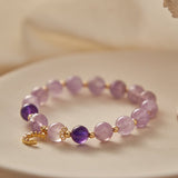 Bracelet Améthyste Uruguay Lune Dorée – Sérénité Zen - Biloria