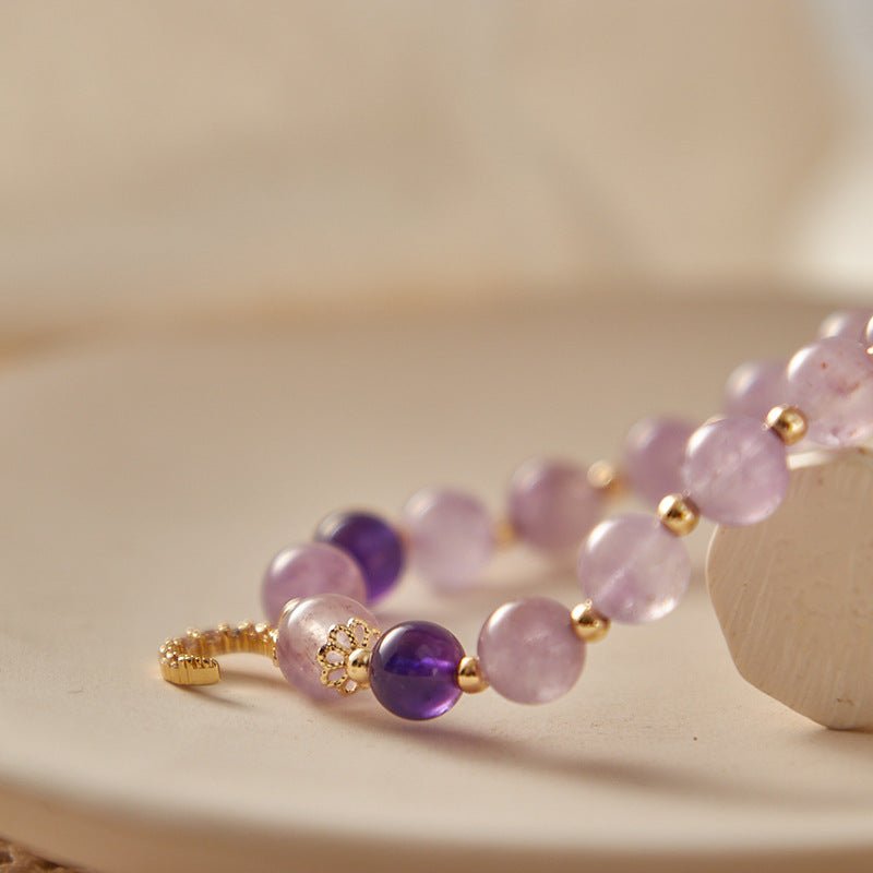 Bracelet Améthyste Uruguay Lune Dorée – Sérénité Zen - Biloria
