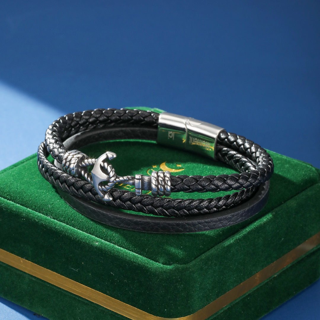 Bracelet Ancre Cuir Homme – Symbole d'Ancrage et Stabilité - Biloria