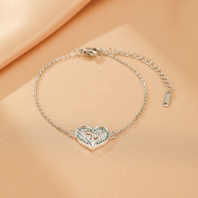Bracelet Arbre de Vie Cœur Végétal Argent 925 - Biloria