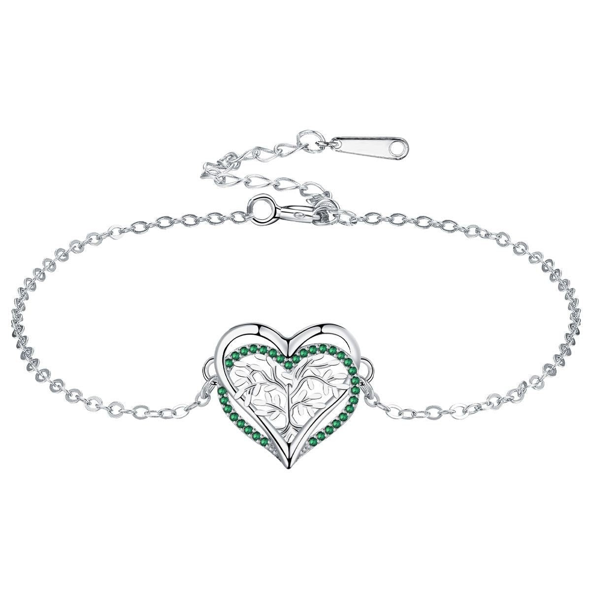 Bracelet Arbre de Vie Cœur Végétal Argent 925 - Biloria