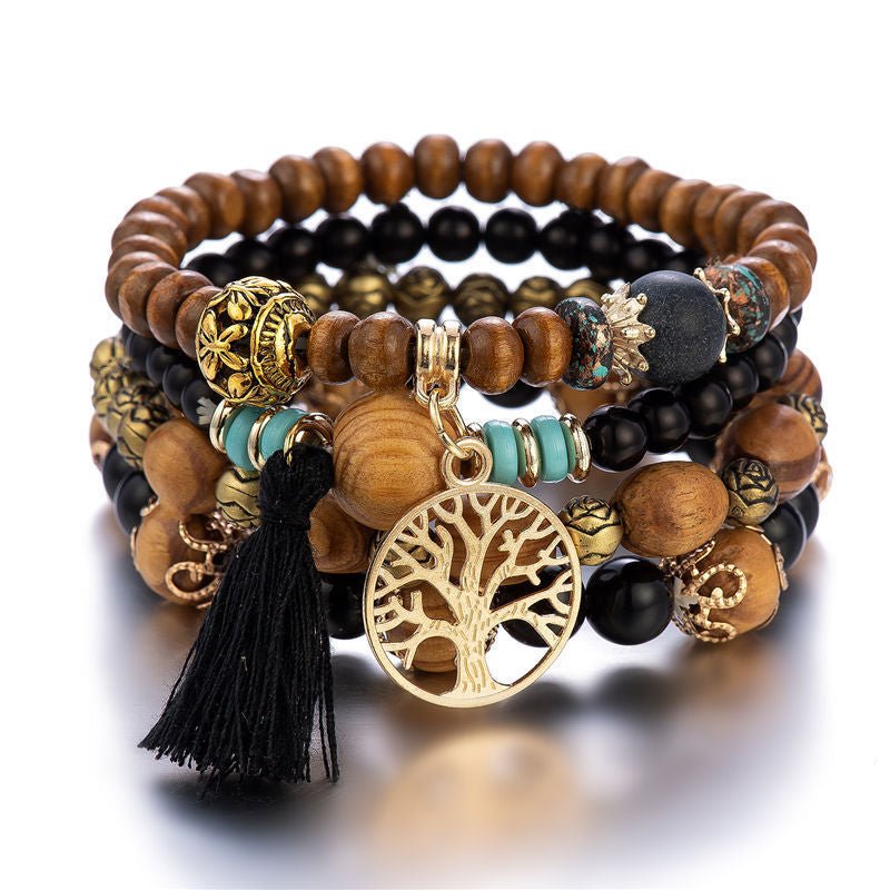 Bracelet Arbre de Vie en Bois et Métal - Cadeau Abondance - Biloria