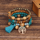 Bracelet Arbre de Vie en Bois et Métal - Cadeau Abondance - Biloria