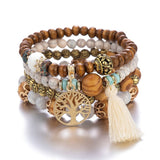 Bracelet Arbre de Vie en Bois et Métal - Cadeau Abondance - Biloria