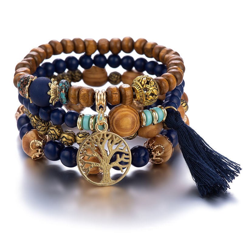 Bracelet Arbre de Vie en Bois et Métal - Cadeau Abondance - Biloria