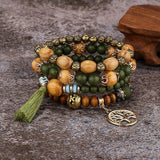 Bracelet Arbre de Vie en Bois et Métal - Cadeau Abondance - Biloria