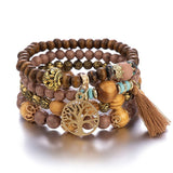 Bracelet Arbre de Vie en Bois et Métal - Cadeau Abondance - Biloria