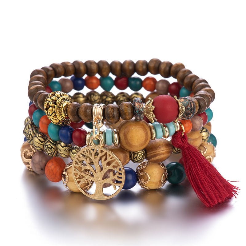 Bracelet Arbre de Vie en Bois et Métal - Cadeau Abondance - Biloria