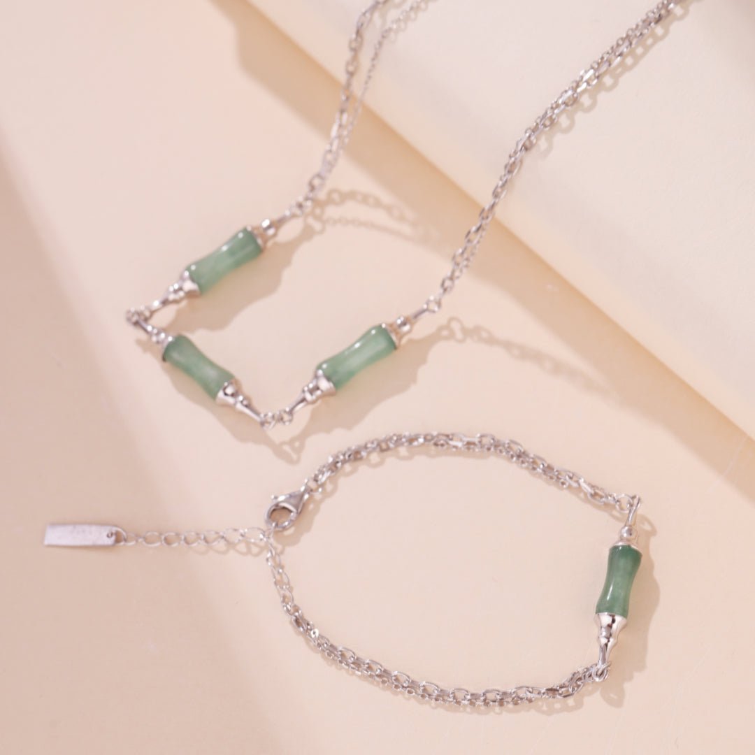Bracelet Argent Aventurine Bambou – Sérénité et Croissance - Biloria