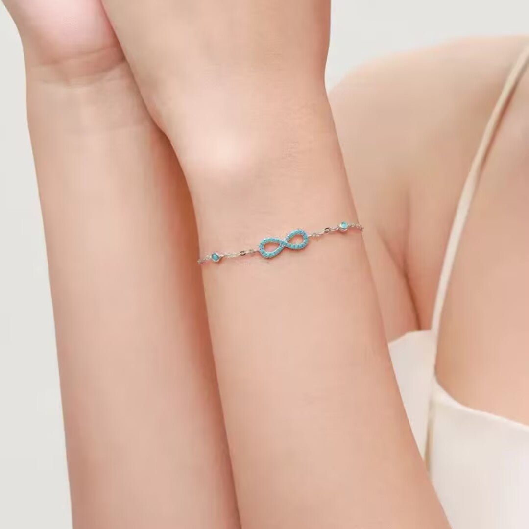 Bracelet Argent Turquoise Infini – Symbole de Sérénité - Biloria