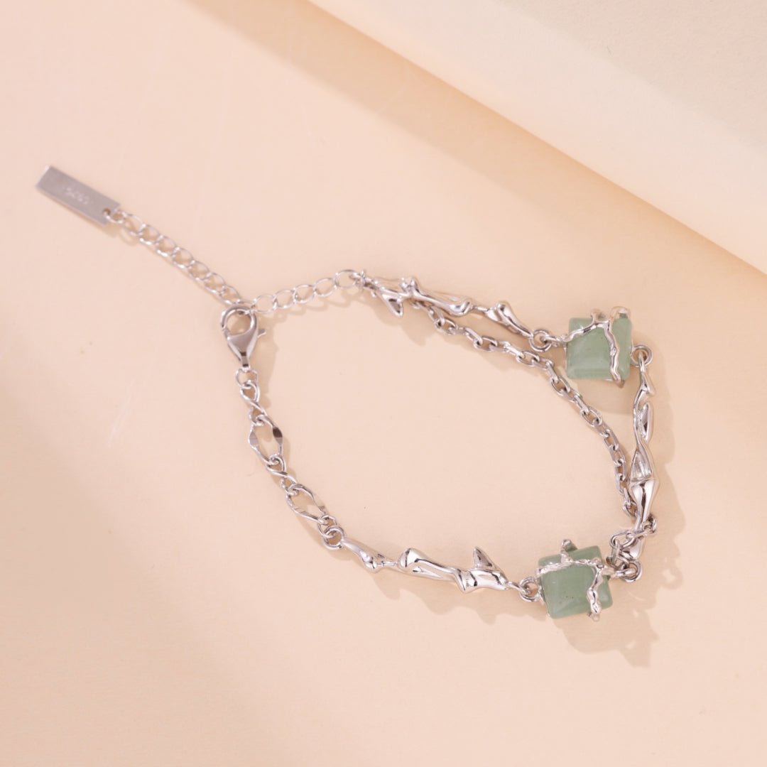 Bracelet Aventurine Fleur Argent 925 Apaisant - Biloria