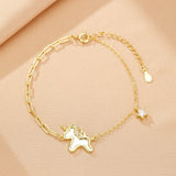 Bracelet Cheval Liberté Étoilée Argent Plaqué Or - Biloria