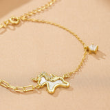 Bracelet Cheval Liberté Étoilée Argent Plaqué Or - Biloria