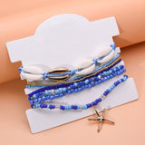 Bracelet cheville coquillage étoile de mer bleu ajustable - Biloria