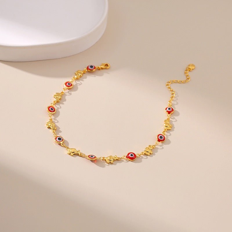Bracelet Cheville Mauvais Œil Plaqué Or Protection - Biloria