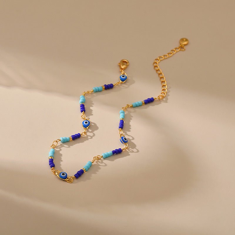 Bracelet Cheville Mauvais Œil Plaqué Or – Protection et Sérénité - Biloria