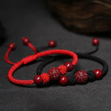 Bracelet Cinabre et Fil Rouge Chance Bonheur - Biloria