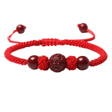 Bracelet Cinabre et Fil Rouge Chance Bonheur - Biloria