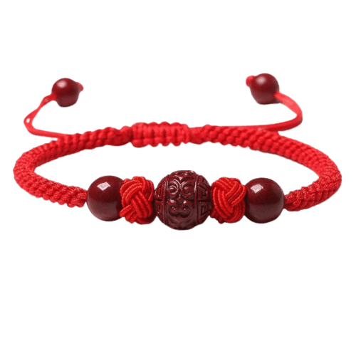 Bracelet Cinabre et Fil Rouge Chance Bonheur - Biloria