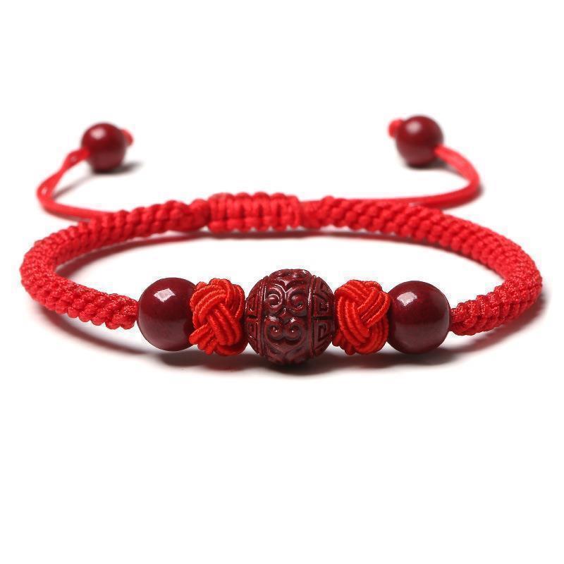 Bracelet Cinabre et Fil Rouge Chance Bonheur - Biloria