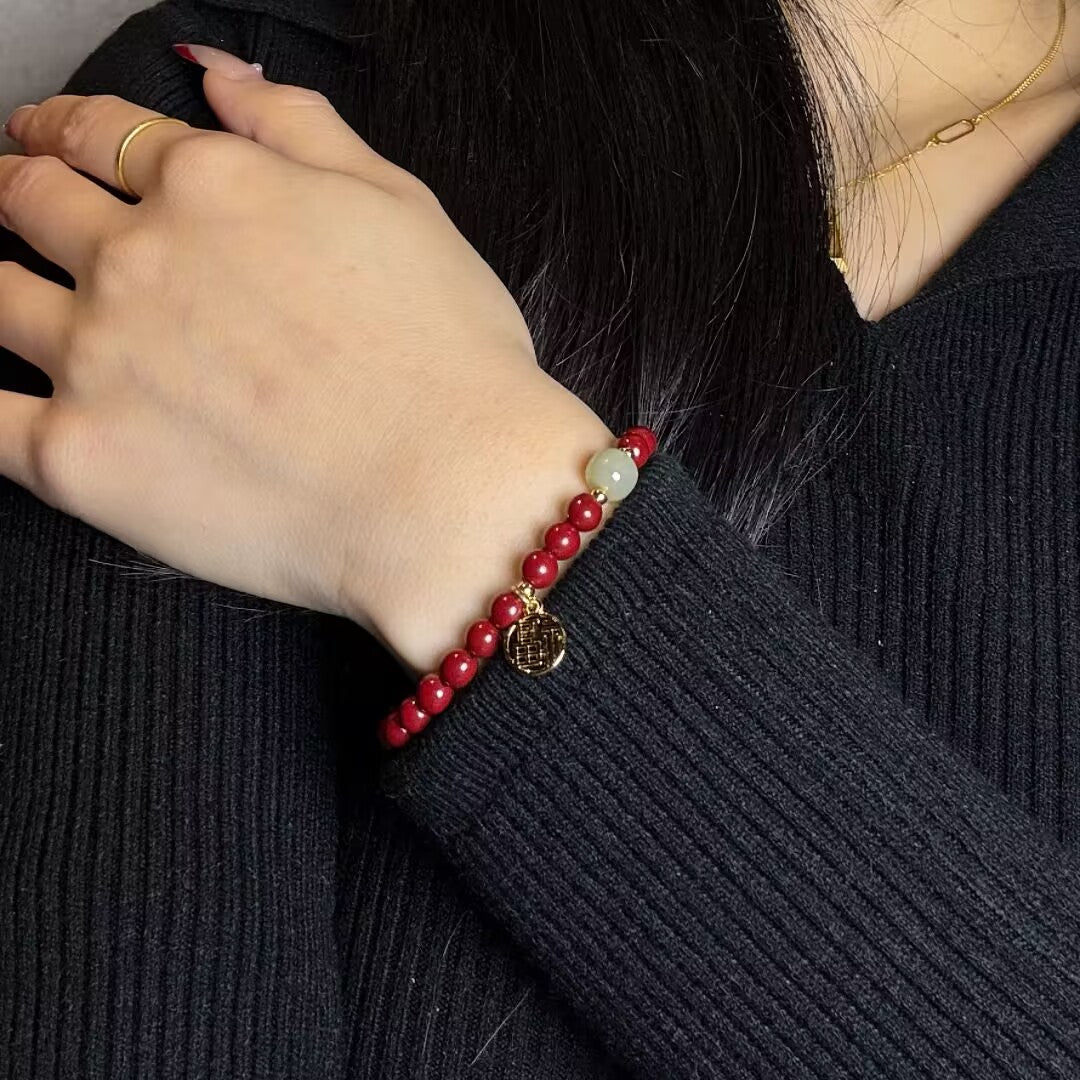 Bracelet Cinabre et Jade – Force Flamboyante - Biloria