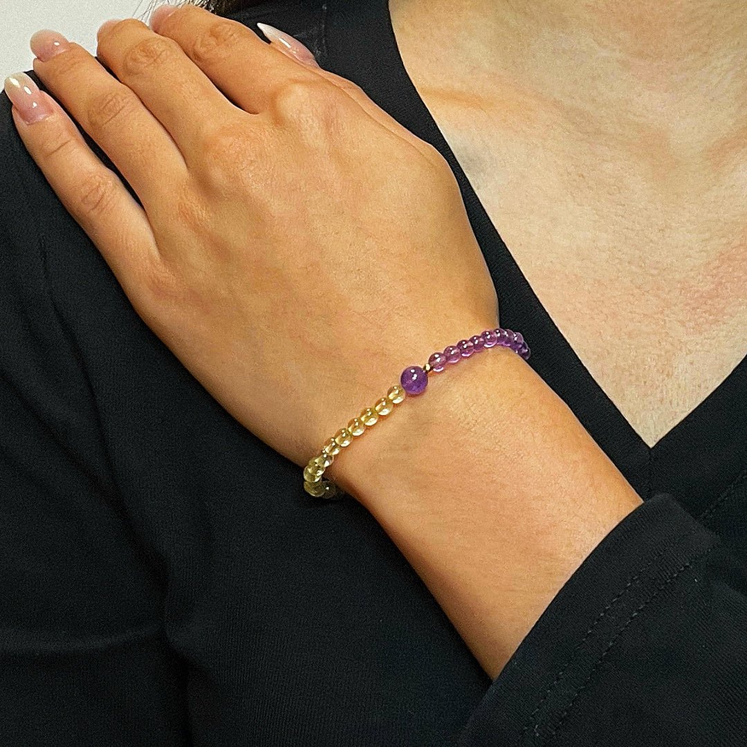 Bracelet Citrine Améthyste - Harmonie et Équilibre - Biloria