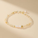 Bracelet Citrine et Perle Ajustable pour Quotidien - Biloria