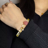 Bracelet Citrine et Pivoine Agate Rose pour Attirer l'Abondance - Biloria