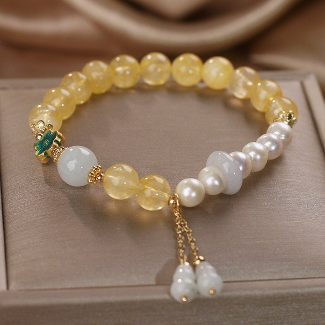 Bracelet Citrine Jade Gourde Fortune Porte-Bonheur Bureau - Biloria