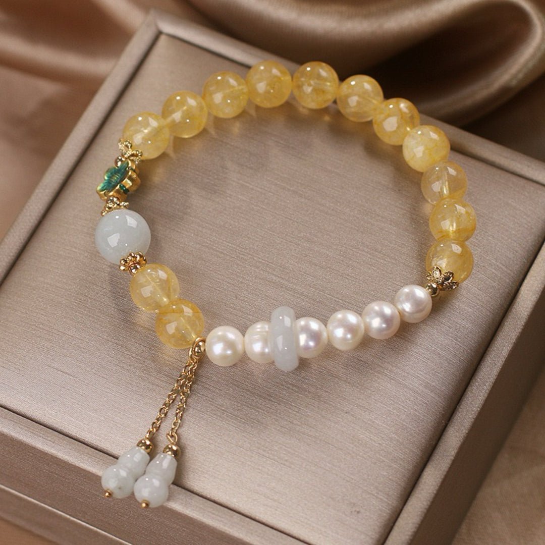 Bracelet Citrine Jade Gourde Fortune Porte-Bonheur Bureau - Biloria