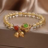 Bracelet Citrine Lotus : Prospérité et Chance avec Trèfle Agate - Biloria
