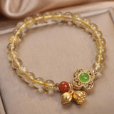 Bracelet Citrine Lotus : Prospérité et Chance avec Trèfle Agate - Biloria