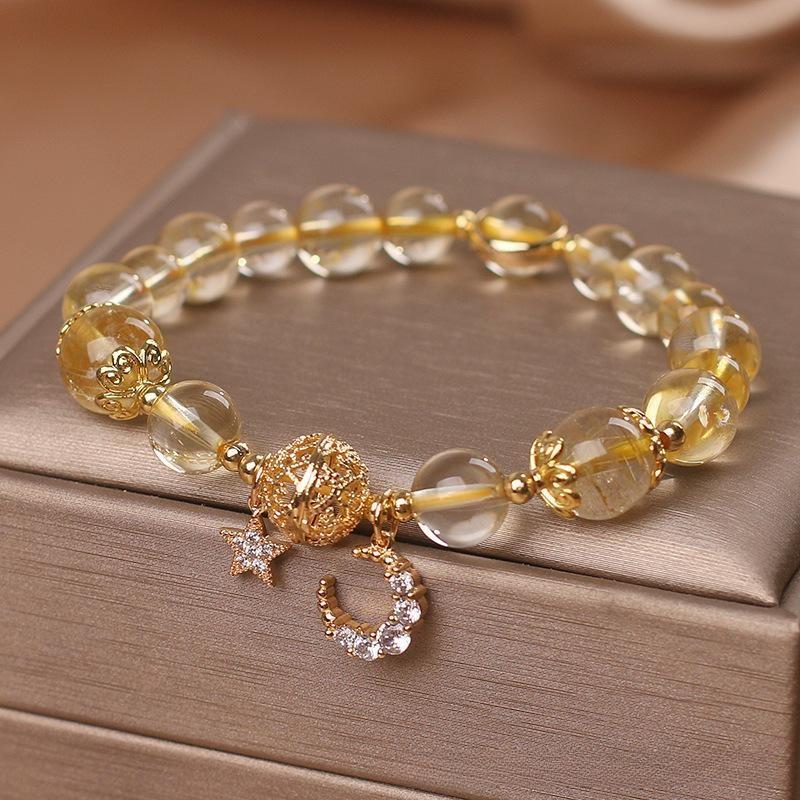 Bracelet Citrine Lune et Étoile pour Décorer Votre Bureau - Biloria
