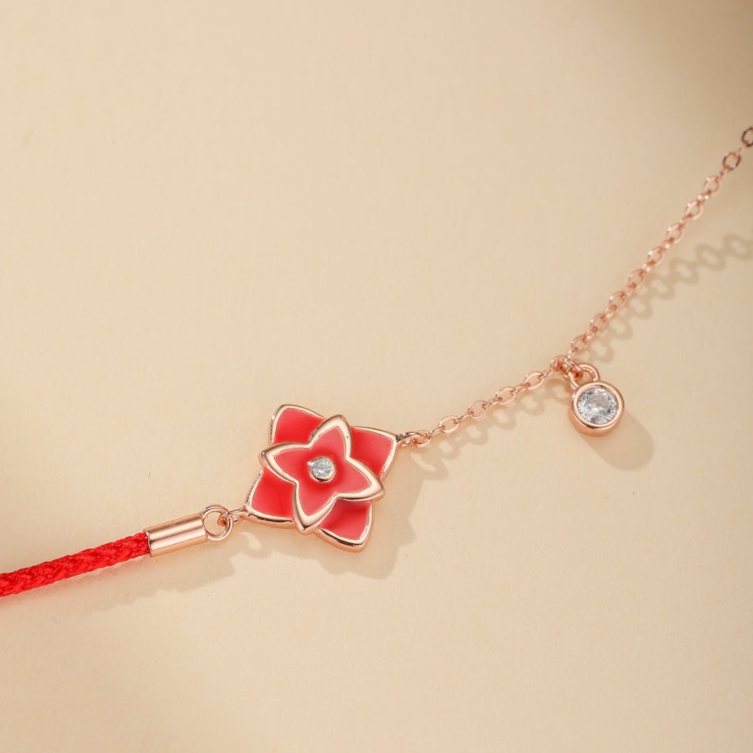 Bracelet Cordon Rouge Trèfle Chance Argent 925 - Biloria