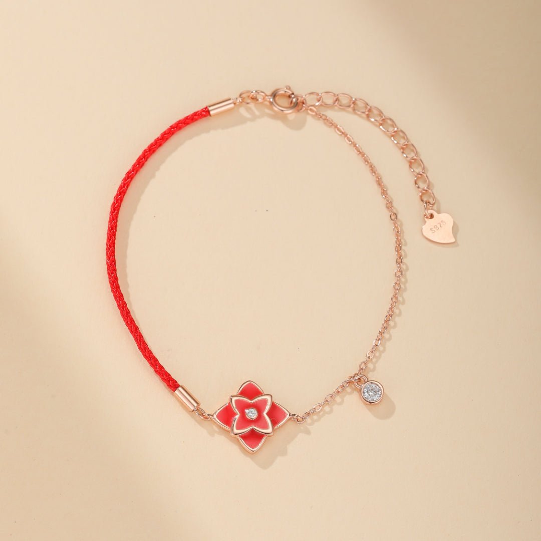 Bracelet Cordon Rouge Trèfle Chance Argent 925 - Biloria