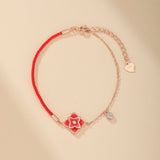 Bracelet Cordon Rouge Trèfle Chance Argent 925 - Biloria