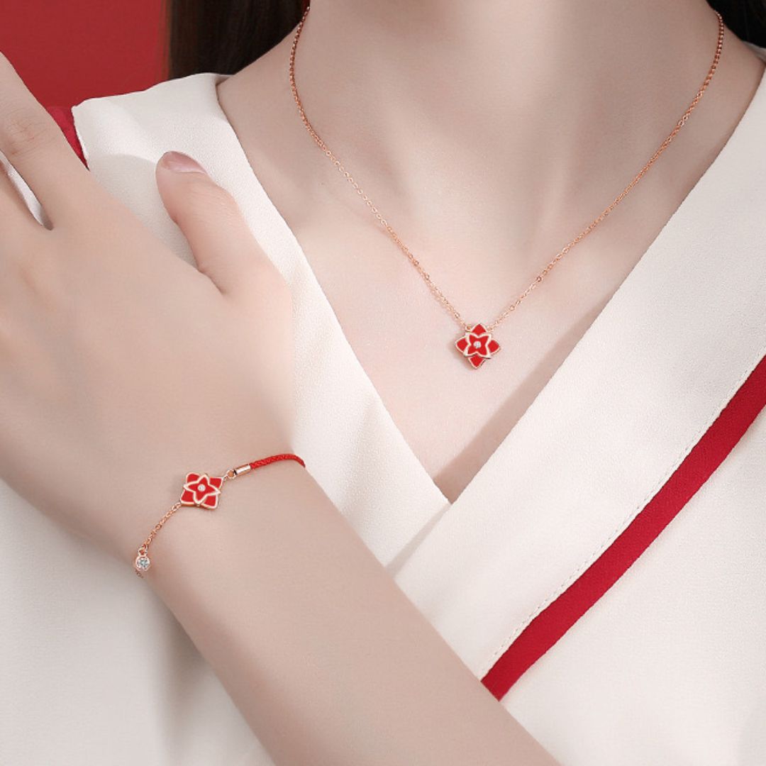 Bracelet Cordon Rouge Trèfle Chance Argent 925 - Biloria