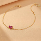 Bracelet Cornaline Papillon Argent Plaqué Or 18K - Biloria
