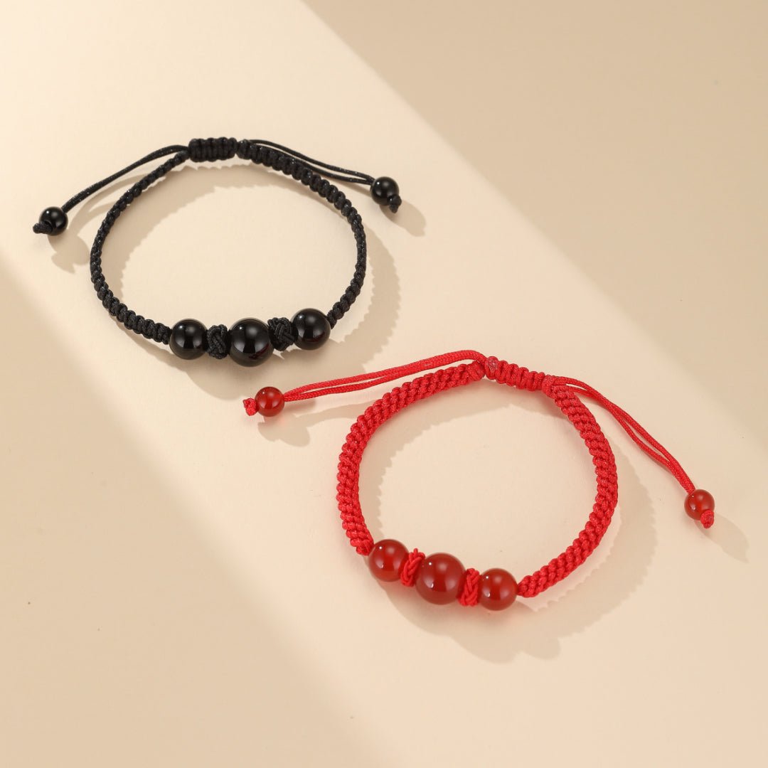 Bracelet couple Agate et Obsidienne – Union et protection - Biloria