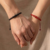 Bracelet couple Agate et Obsidienne – Union et protection - Biloria