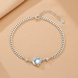 Bracelet Couple Argent 925 Lune et Rose – Symbolisme du Petit Prince - Biloria