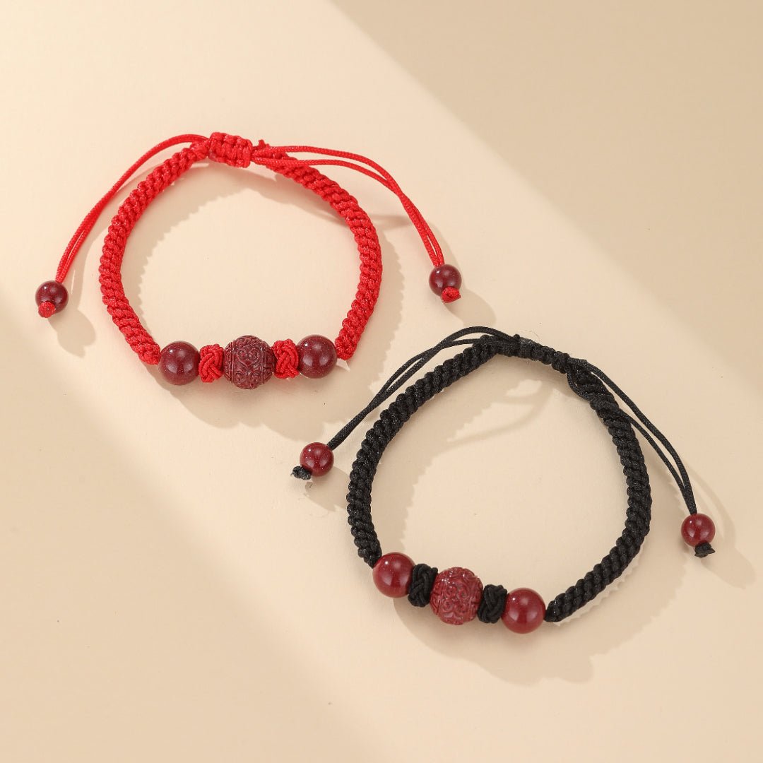 Bracelet Couple Cinabre Fil Rouge - Symbole d'Union Spirituelle - Biloria