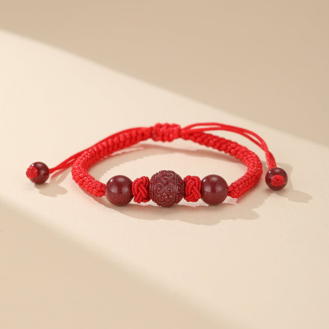 Bracelet Couple Cinabre Fil Rouge - Symbole d'Union Spirituelle - Biloria